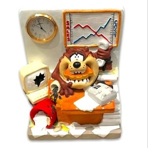 Vintage rare desk clock Tasmanian Devil Warner bros Looney tunes collectable taz